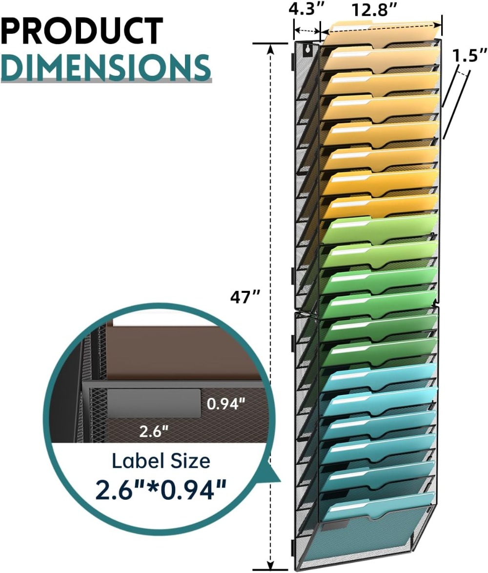 20 Tier Wall File Organizer, H - đánh giá và giá Magazine Holder Rack