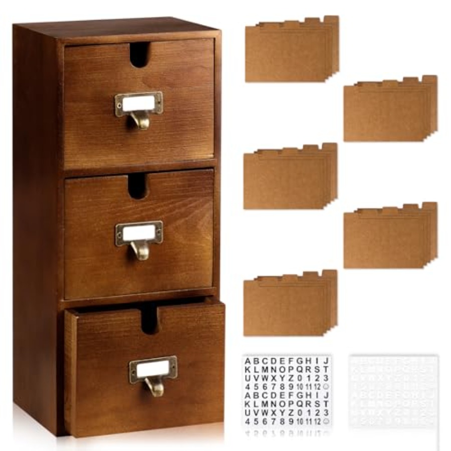 Index Card Holder x5 Wooden Ca - đánh giá và giá Card Index Box