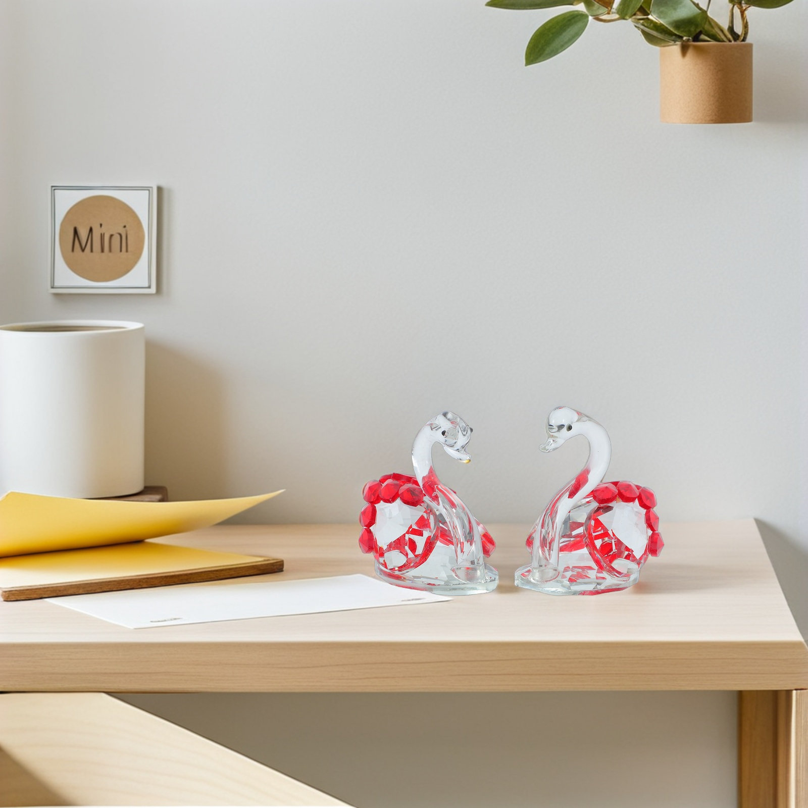 2Pcs Crystal Couple Swan Statu - đánh giá và giá Paper Weight Crystal