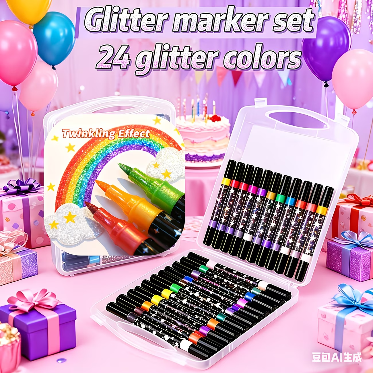 24 Colors Double Head Glitter  - đánh giá và giá Correction Pen Fine